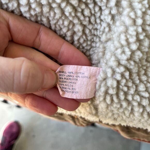 VTG 2004 GAP Corduroy Sherpa Trucker Jacket Camel Tan Lined Coat SZ L - Picture 7 of 9